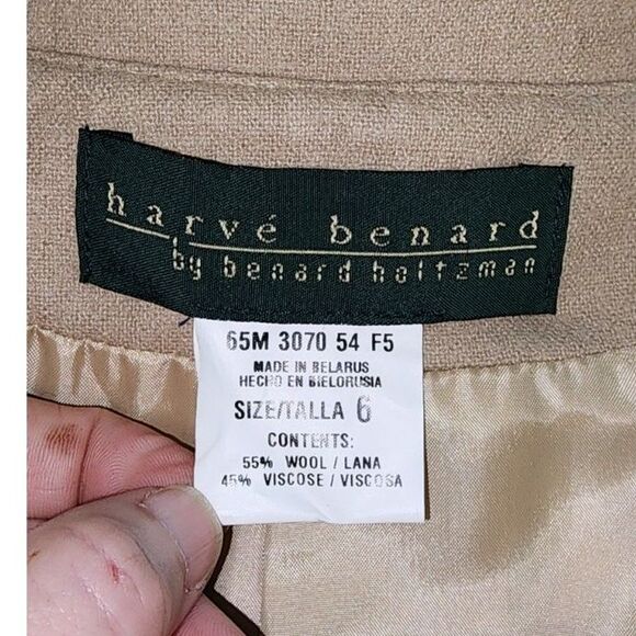 Vintage Harve Benard Beige Wool Blend Button Up Blazer Size 6 - Picture 4 of 9